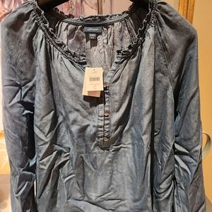 NWT J. Jill Denim Blouse Large Petite
